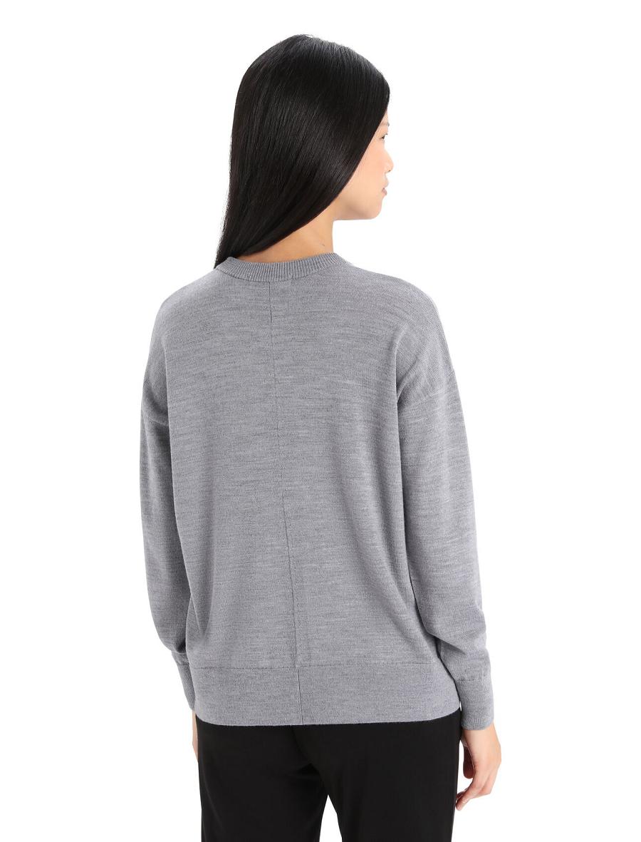 Women's Icebreaker Merino Shearer Crewe Sweaters Gritstone Heather | CA 1317NWYB